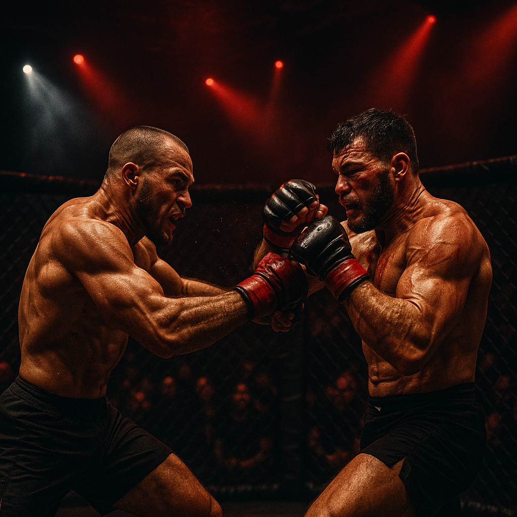 Fighters in intense combat